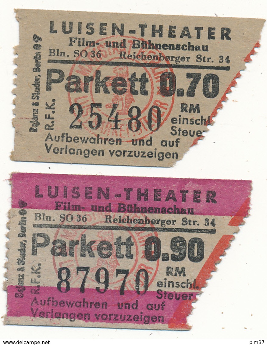 BERLIN - 2 Tickets Entrée - Luisen Theater - Film Und Bühnenschau - Tickets D'entrée