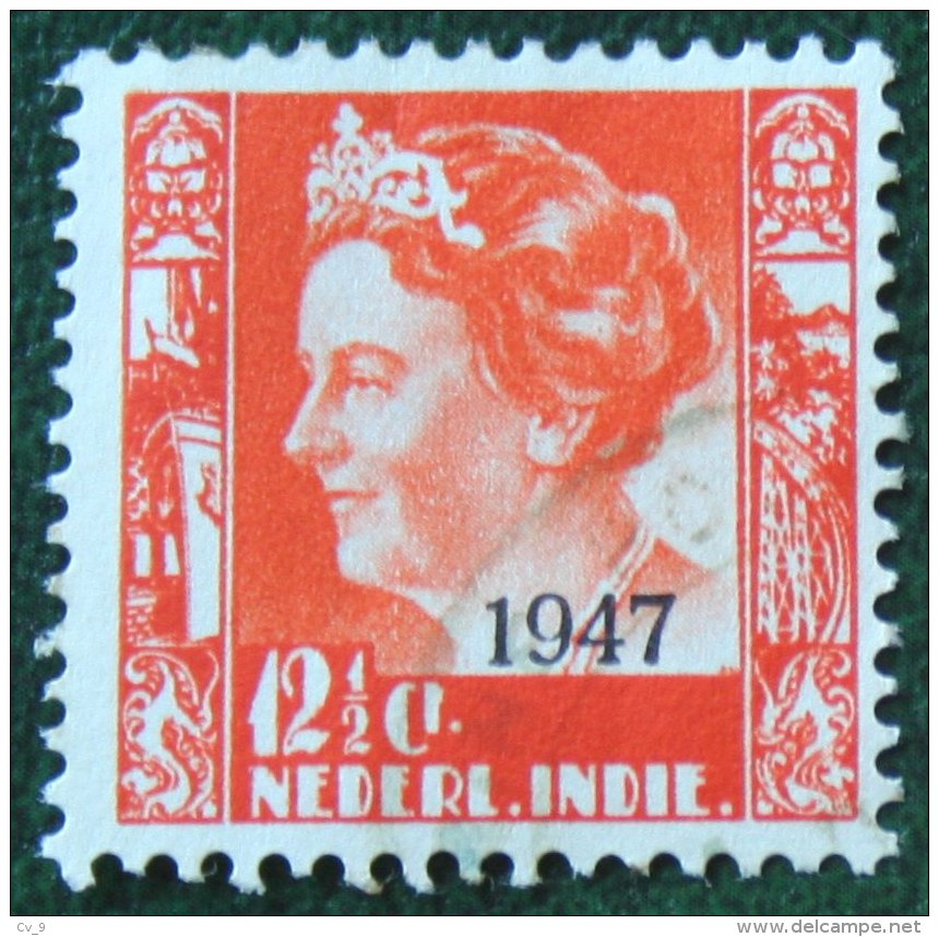 12 1/2 Ct Overprint Koningin Wilhelmina NVPH 326 1947 Gestempeld / Used NEDERLAND INDIE / DUTCH INDIES - Niederländisch-Indien