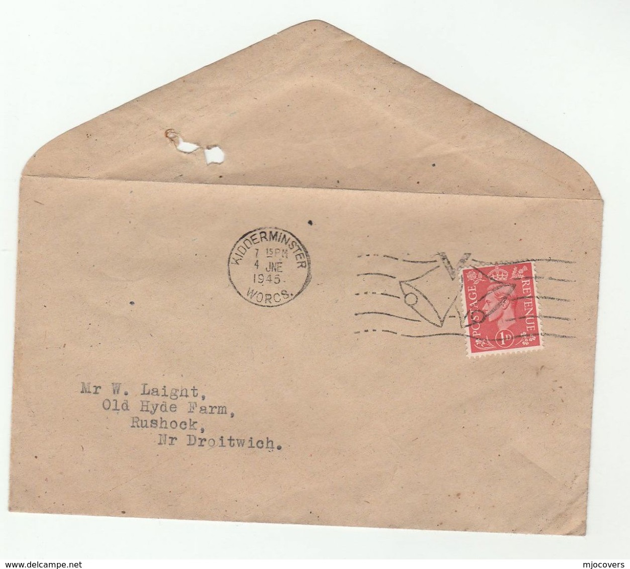 1945 GB GVI Stamps COVER Kidderminster  'V' Victory BELLS' SLOGAN Pmk Wwii - WW2