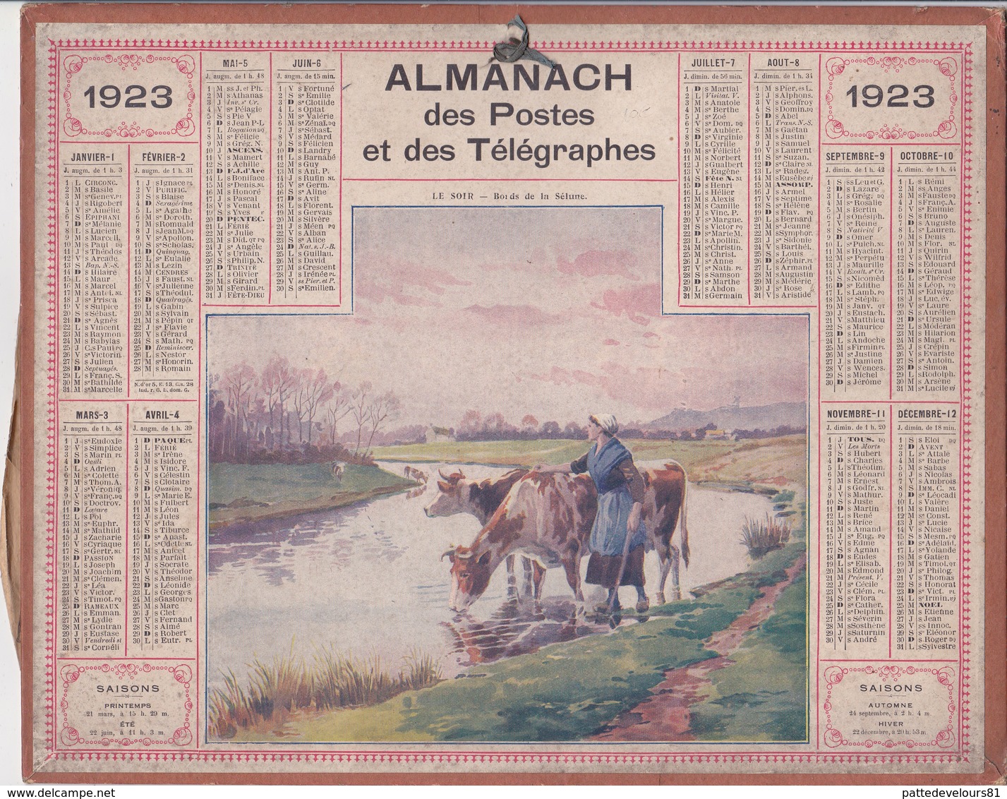 CALENDRIER ALMANACH D' EPOQUE Année 1923 Format 21 X 26 Complet Carte De La Haute Garonne 31 - Klein Formaat: 1901-20