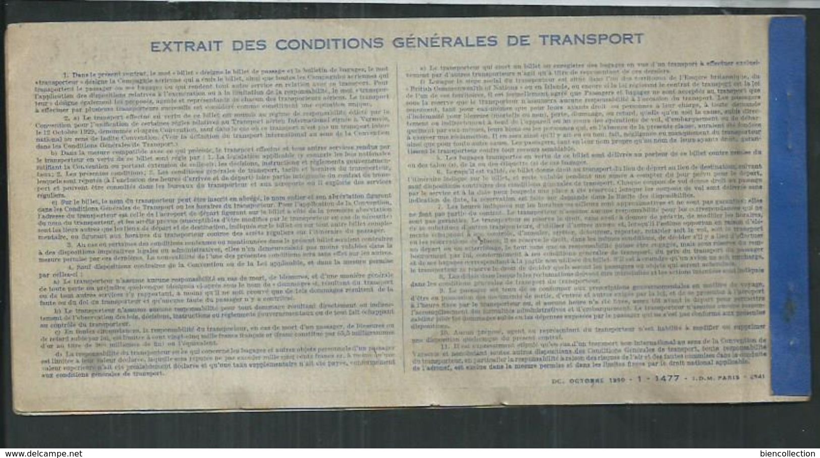 Billet AIR FRANCE  Paris- Genève 1950 Ou 1951 - Europa