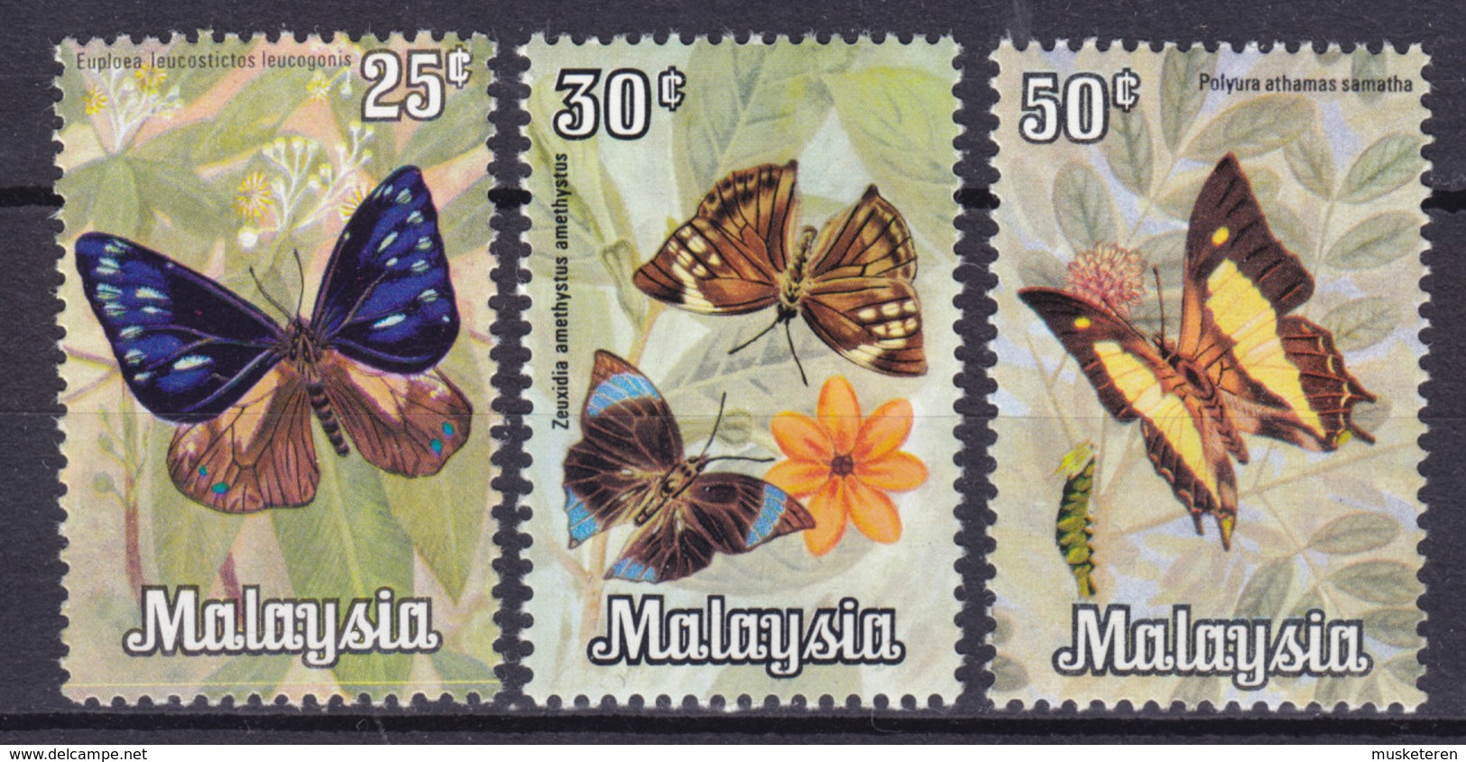 Malaysia 1970 Mi. 63-65 Butterfly Schmetterling Papillon MNH** - Maleisië (1964-...)