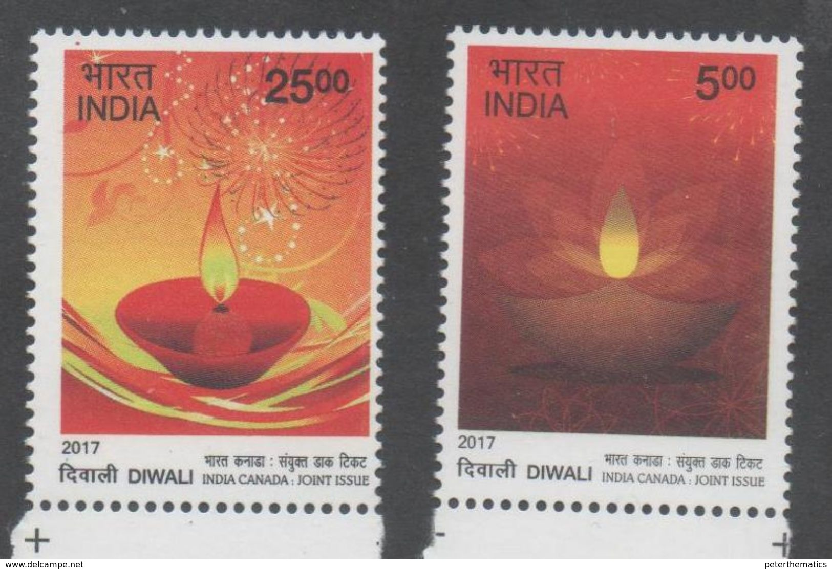 INDIA, 2017, MNH, JOINT ISSUE WITH CANADA, DIWALI, CELEBRATIONS, 2v - Joint Issues