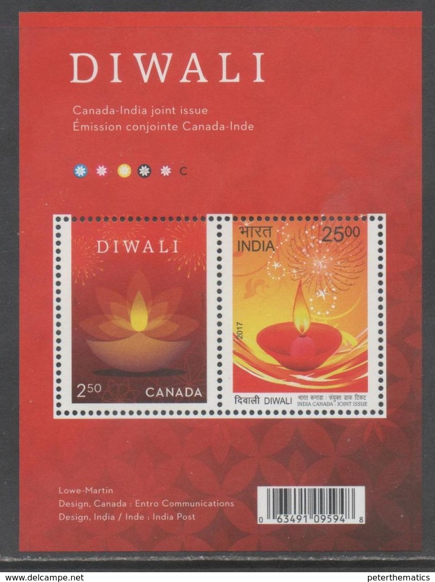 CANADA, 2017, MNH, JOINT ISSUE WITH INDIA, DIWALI, CELEBRATIONS, SHEETLET - Joint Issues
