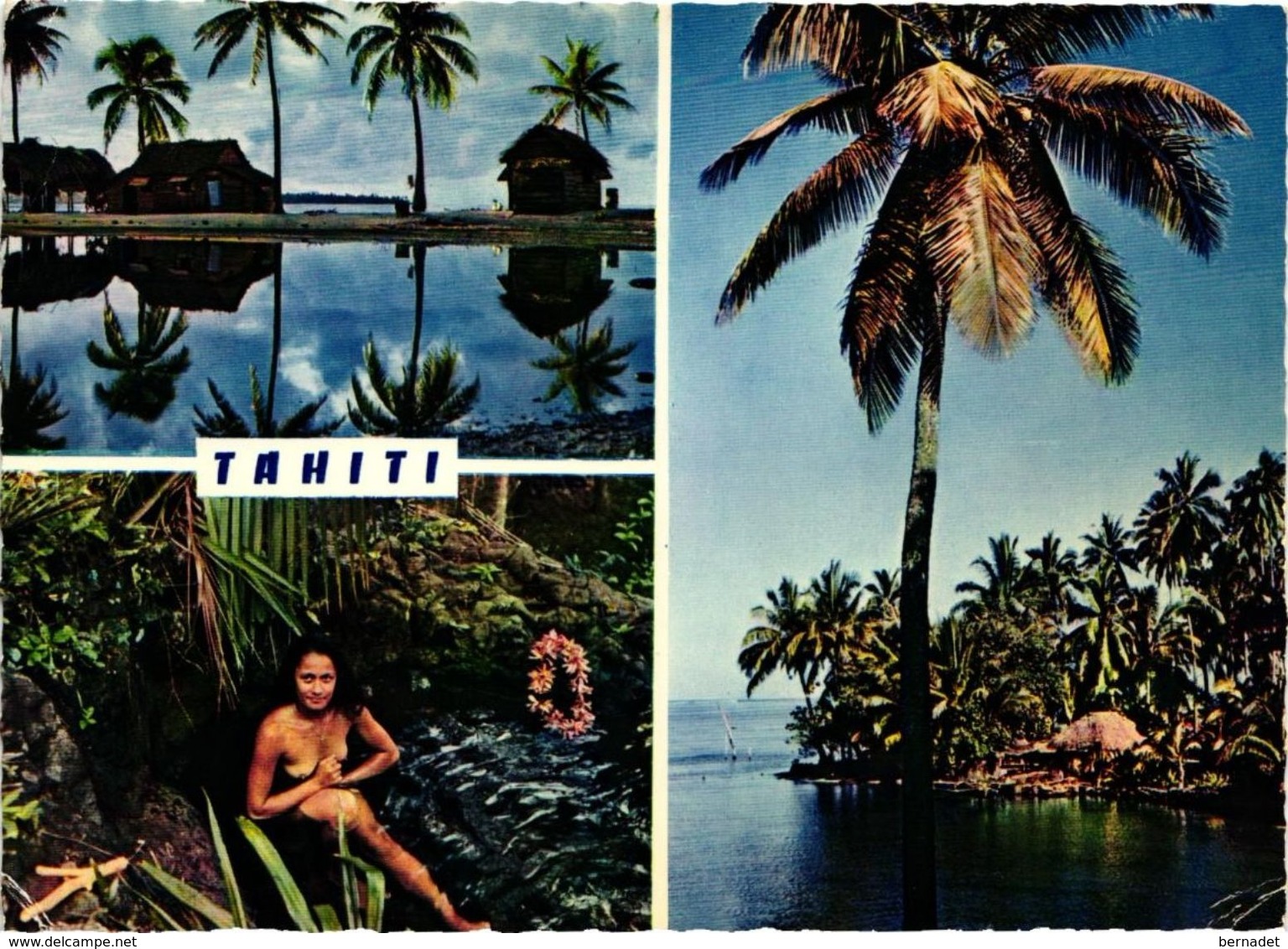 TAHITI ... REFLETS SUR LE LAGON ... TAHITIENNE AU BAIN - Tahiti