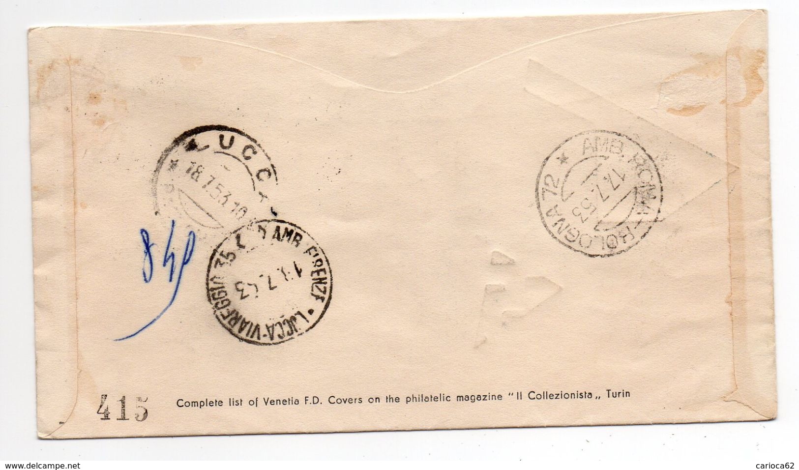 1953 - FDC " AGRICOLTURA " VIAGGIATA VENETIA  VEDI++++ - FDC