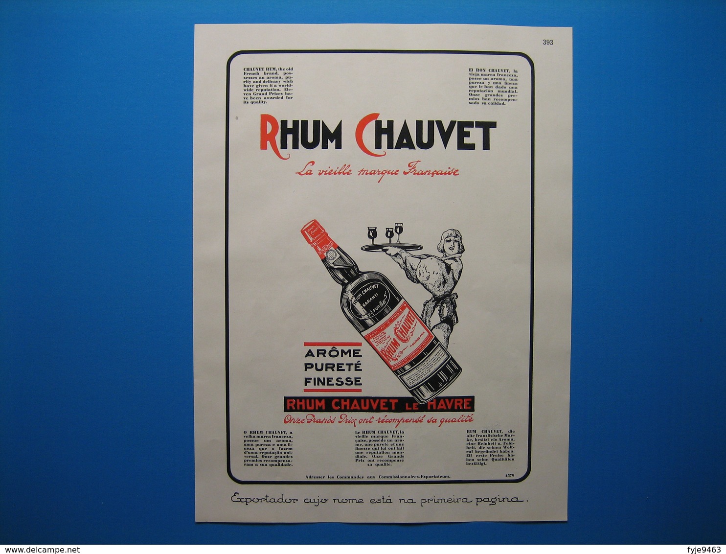 (1931) Importateurs De Rhums Au Havre : CHAUVET -- JEAN BOIVIN & Cie -- A. OLIER - Non Classificati