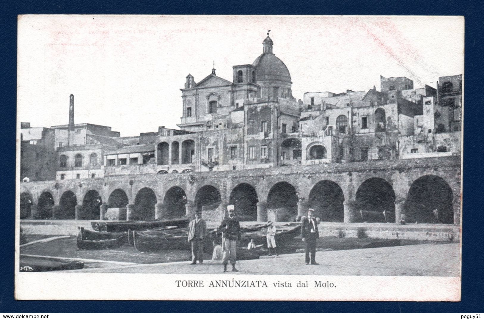 Torre Annunziata Vista Dal Molo. Chiesa Del Carmine. Soldato Armato. Ca 1900 - Torre Annunziata