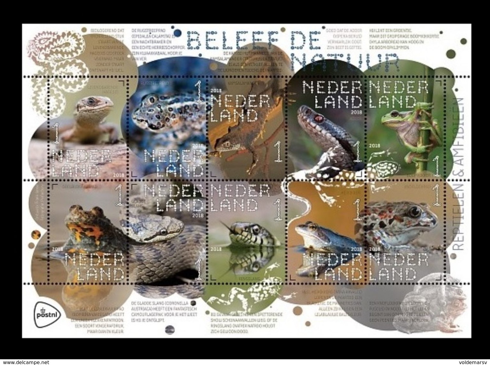 Netherlands 2018 Mih. 3659/68 Fauna. Experience Nature. Reptiles And Amphibians. Frogs. Snakes. Lizards MNH ** - Nuovi