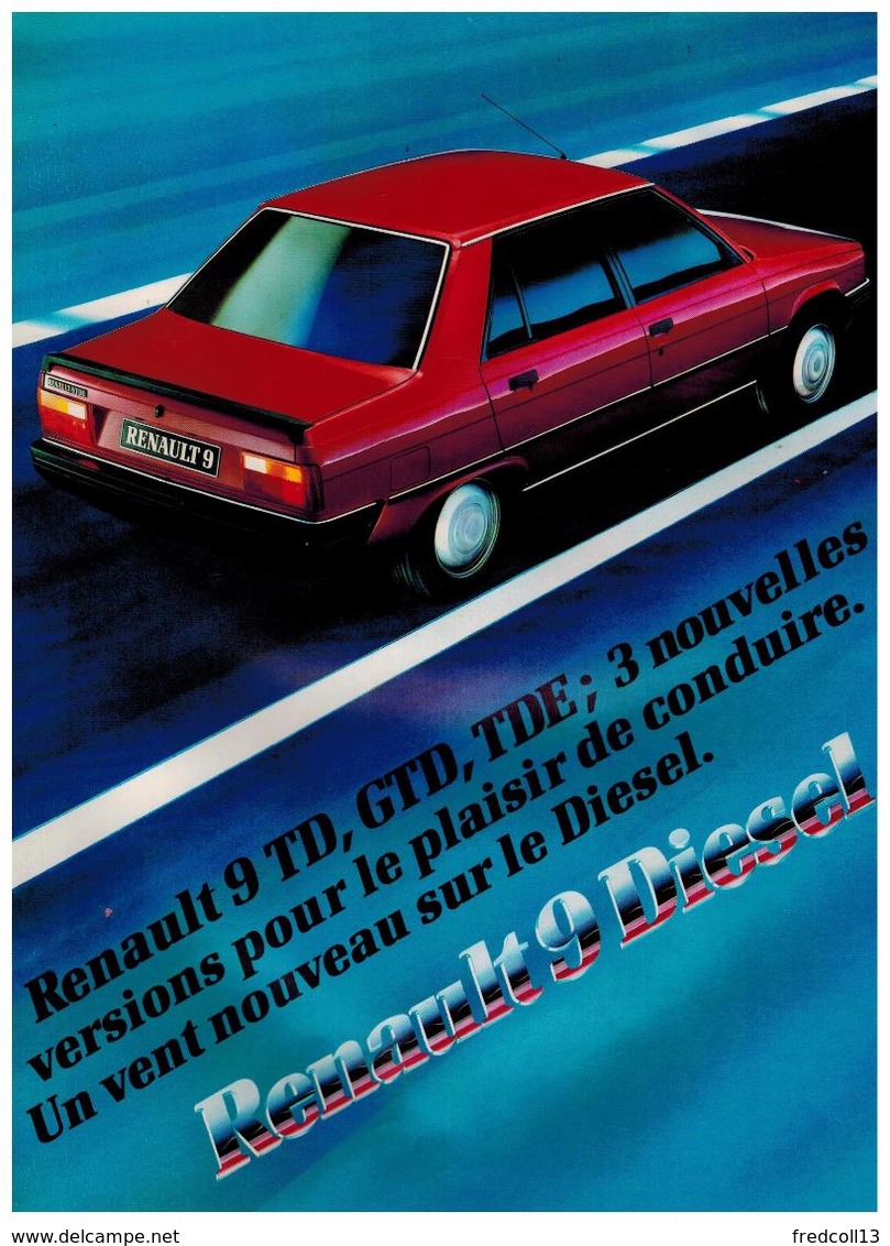 RENAULT 9 DIESEL CATALOGUE 3 VOLETS 1983 Format A4 FRANCE - Publicités