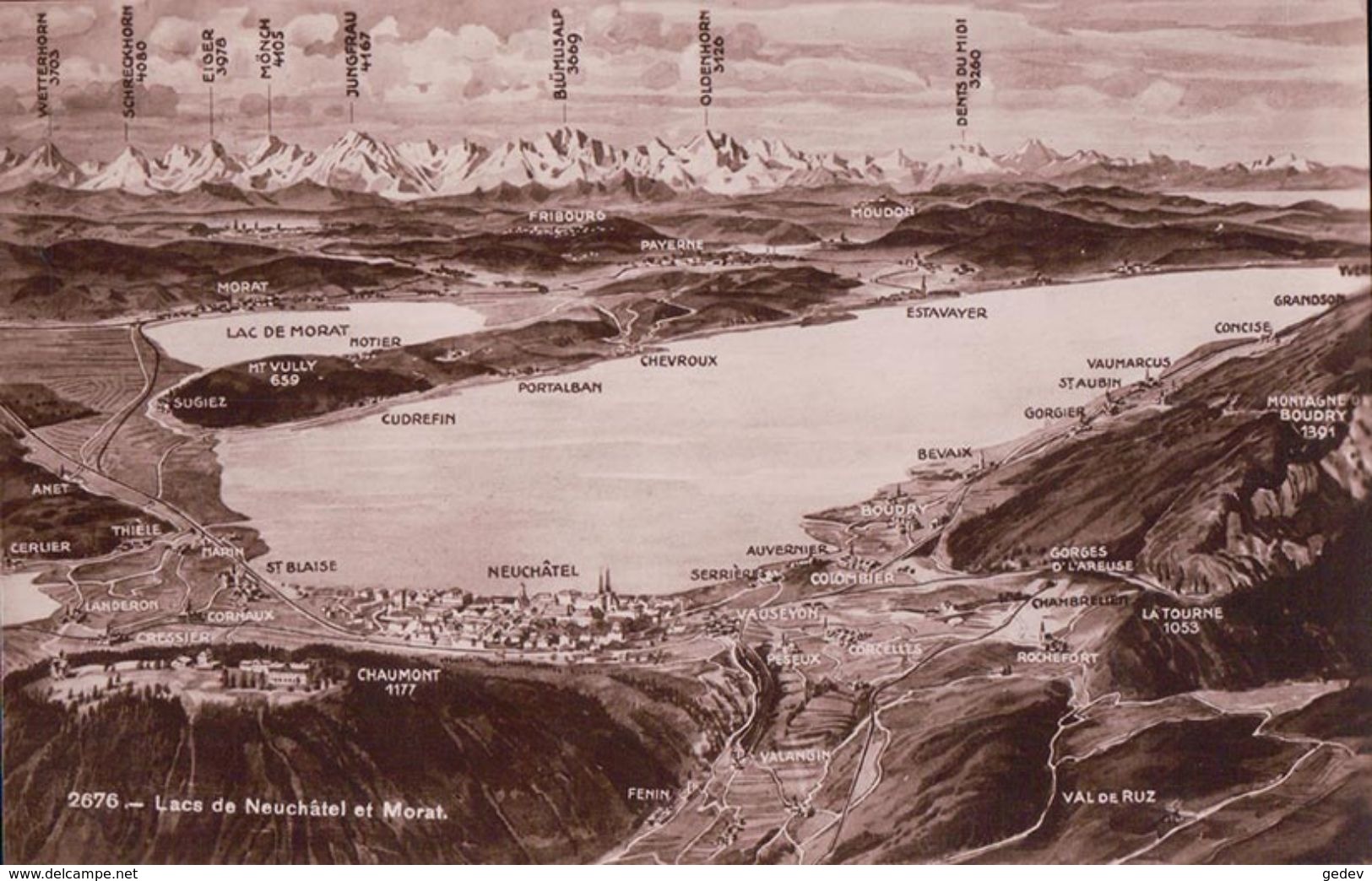 Neuchâtel Et Les 3 Lacs + Cachet Linéaire CAMPS UNIONISTE VAUMARCUS (28.7.1924) - Vaumarcus