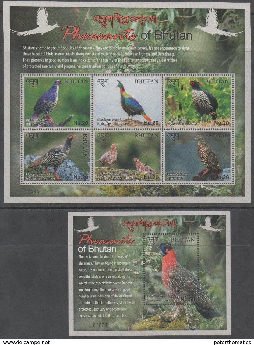 BHUTAN, 2017, MNH, BIRDS, PHEASANTS, SHEETLET+ S/SHEET - Other & Unclassified