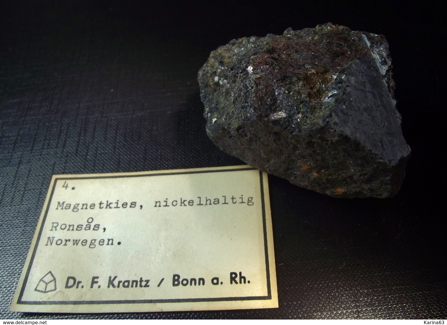 Old Dr. F. Krantz Collection ' Magnetkies' Nickelhaltig' 'Pyrrhotite' ( 7 X 4 X 3 Cm) - Ronsas - Norway - Minerals