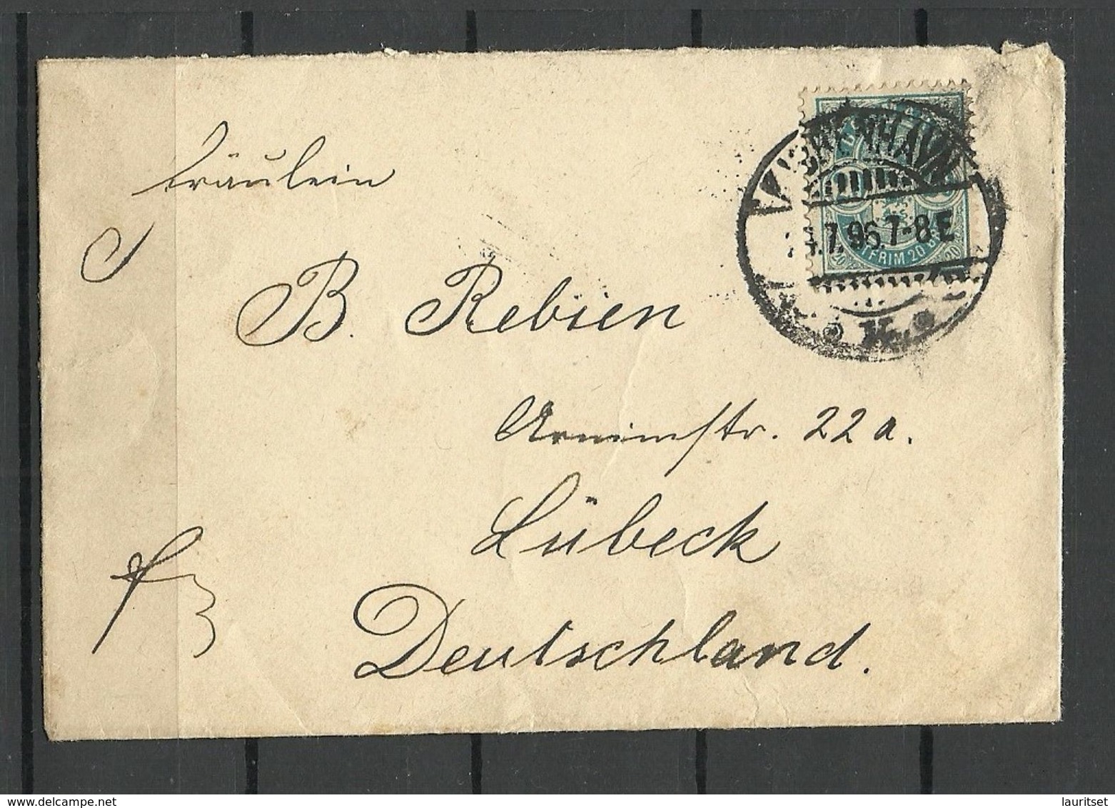 DENMARK Dänemark 1896 Brief Nach Lübeck Mit Michel 33 (1882) Als Einzelfrankatur - Storia Postale