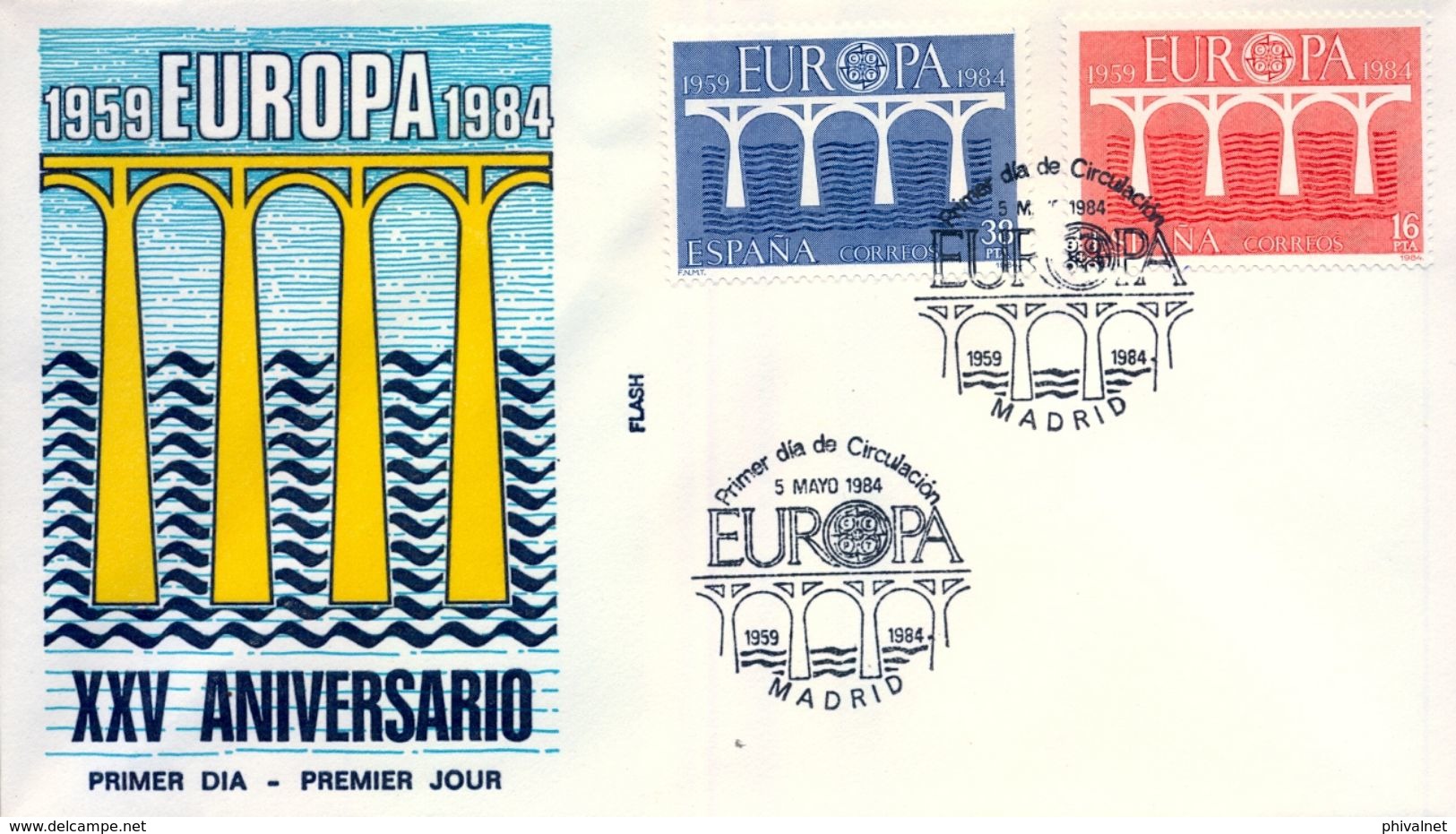 1984 , SOBRE DE PRIMER DIA , ED. 2756 / 2757 , TEMA EUROPA - FDC