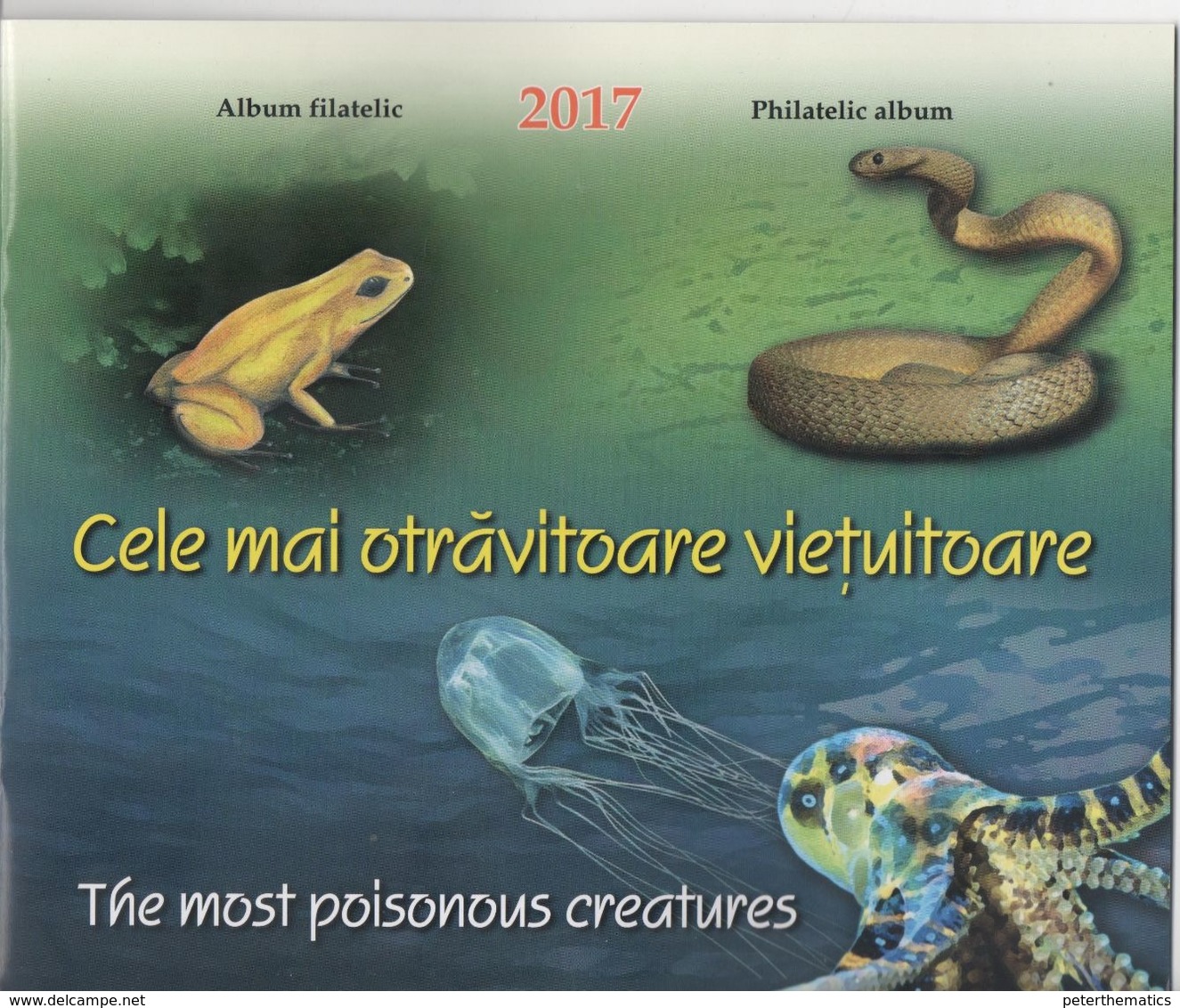 ROMANIA, 2017, MNH, POISONOUS CREATURES, FROGS, SNAKES, OCTOPUS, JELLYFISH, SPECIAL SS IN FOLDER, ONLY 252 PRODUCED! - Snakes