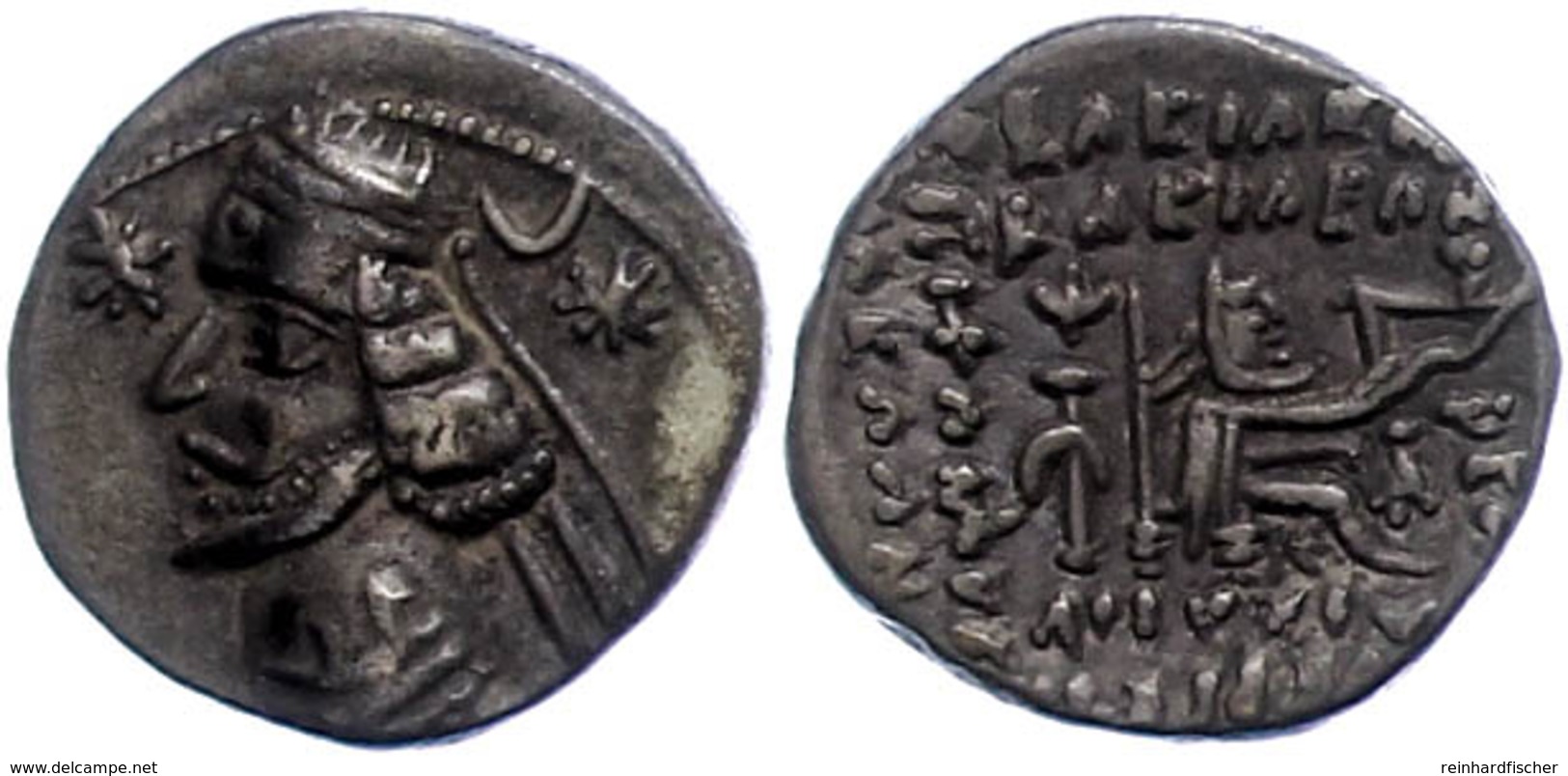 18 57-38 V. Chr., Drachme, Orodes II., Parthia. Av: Büste Nach Links. Rev: Bogenschütze Nach Rechts Sitzend. 3,88g, Sell - Sonstige & Ohne Zuordnung