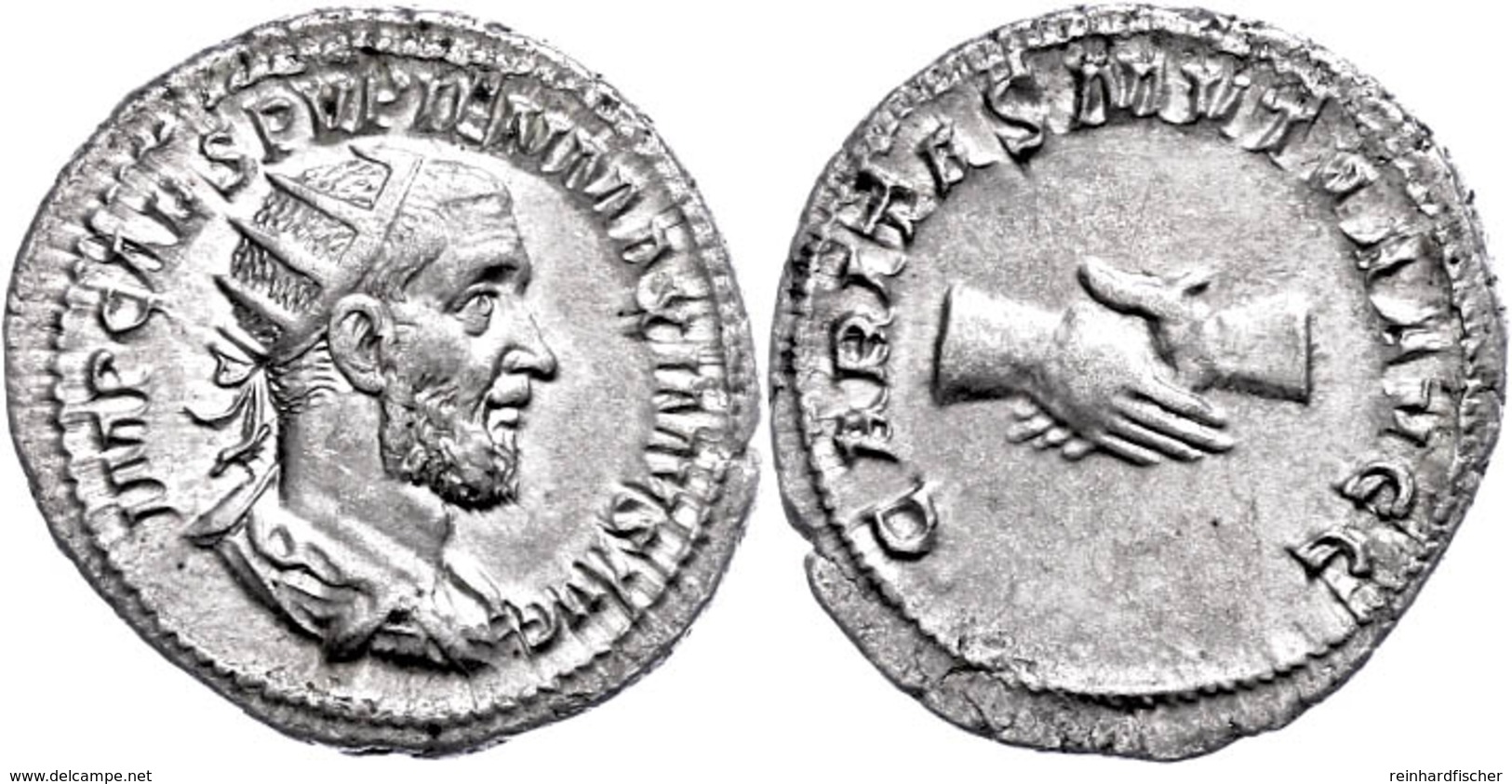 22 Pupienus, 238, Antoninian (4,13g), Rom. Av: Büste Nach Rechts, Darum "IMP CAES PVPIEN MAXIMVS AVG". Rev: Zwei Hände I - Other & Unclassified