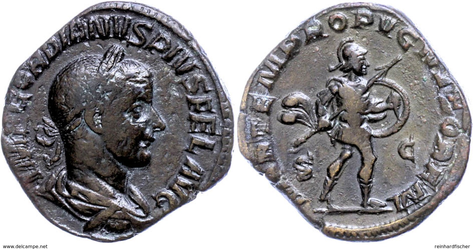 29 Gordianus III., 238-244, Sesterz (18,31g), Rom. Av: Büste Nach Rechts, Darum "IMP GORDIANVS PIVS FEL AVG". Rev: Mars  - Sonstige & Ohne Zuordnung