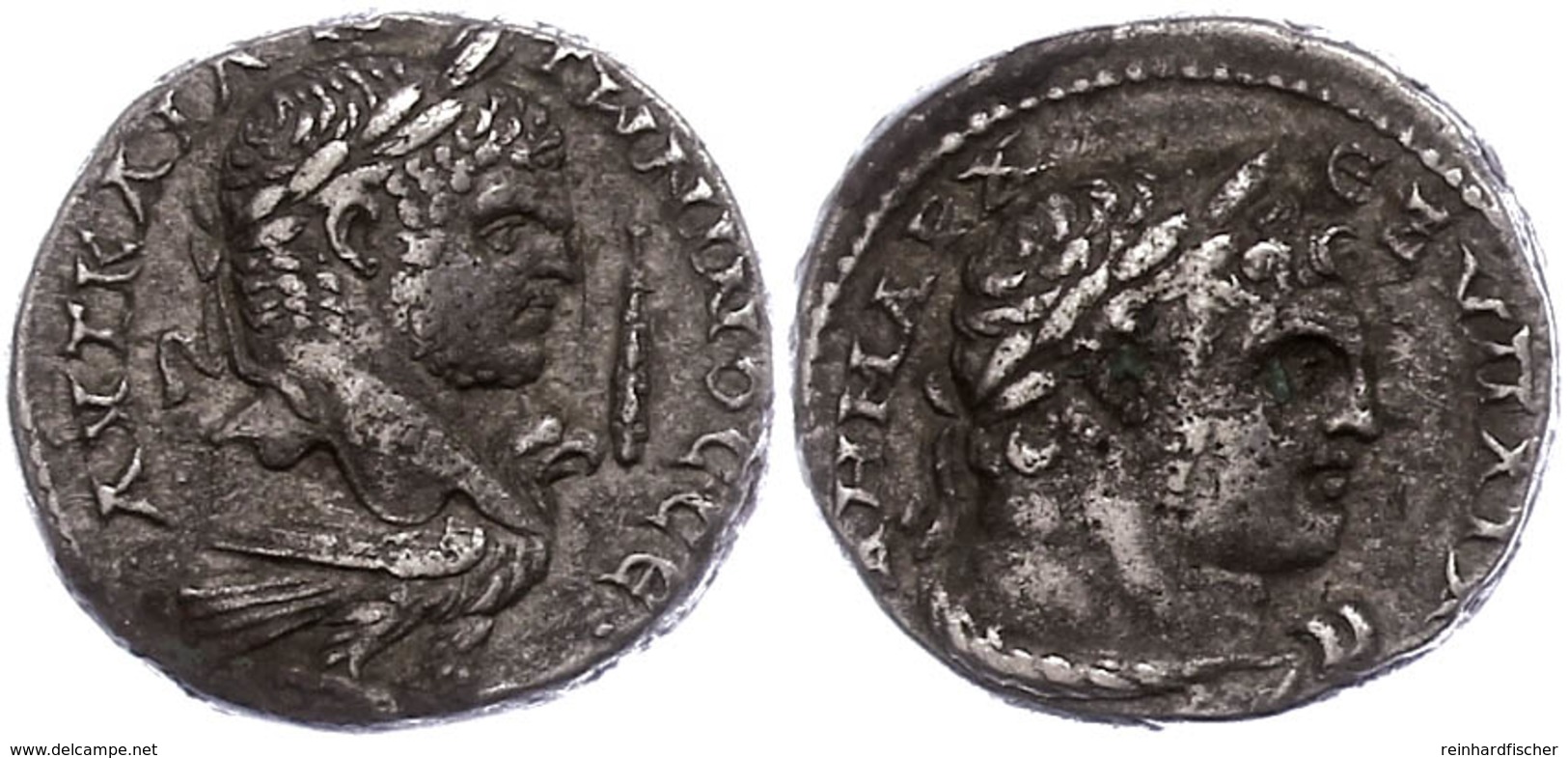 48 Phönizien, Tyros, Tetradrachme (12,81g), Caracalla, 213-217, Av: Kopf Nach Rechts, Rechts Keule, Darunter Adler Nach  - Röm. Provinz