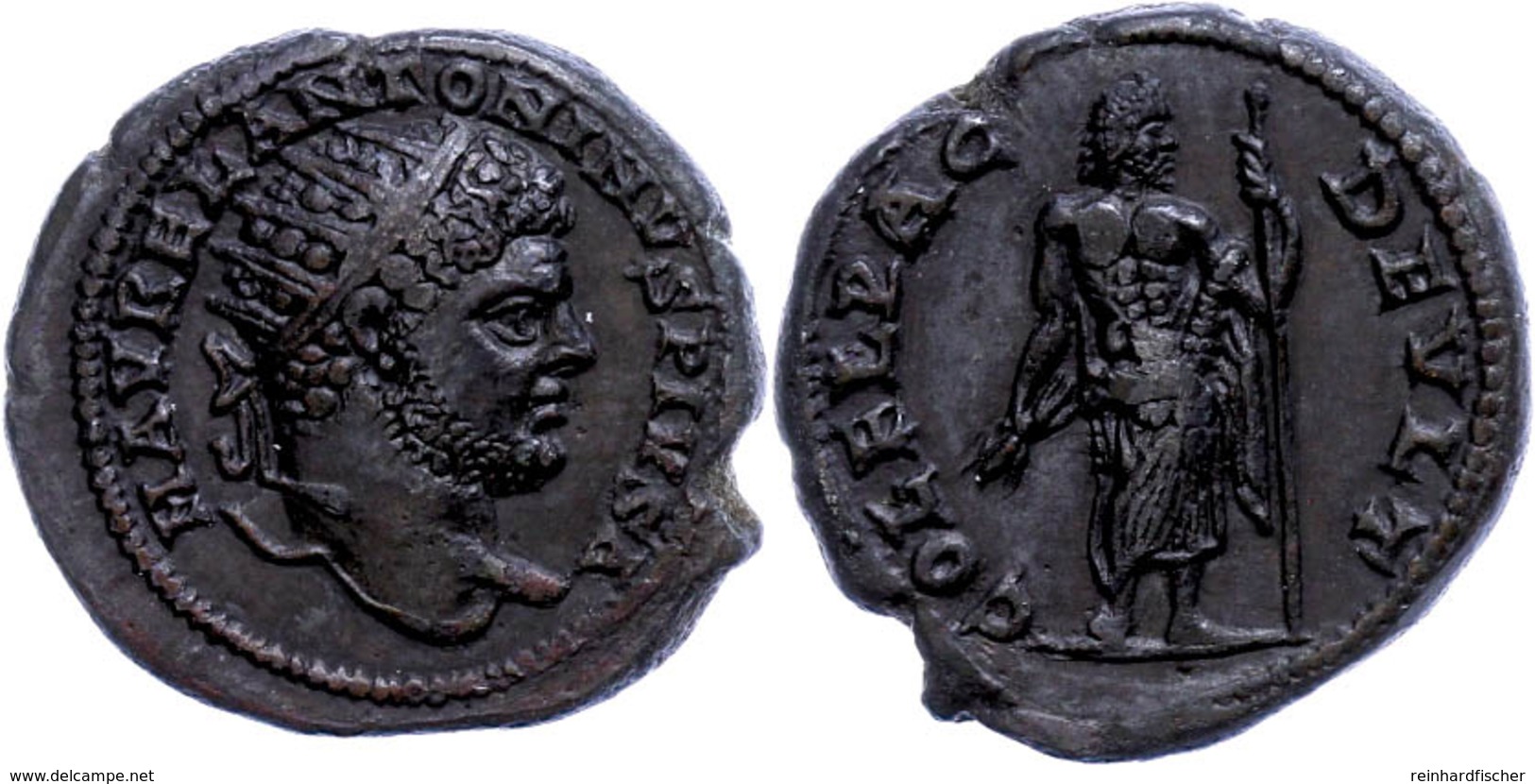 57 Thrakien, Deultum, Æ (10,40g), Caracalla, 197-217. Av: Büste Nach Rechts, Darum "M AVREL ANTONINVS PIVS". Rev: Jupite - Röm. Provinz