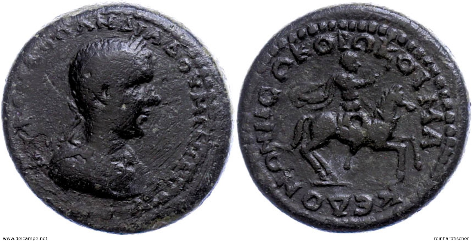 66 Koinon Der Makedonen, Beroia, Æ (12,79g), Diadumenianus, 217-218. Av: Büste Nach Rechts, Darum Umschrift. Rev: Caesar - Province