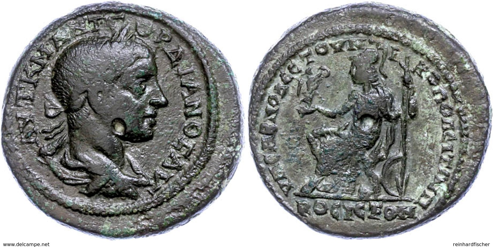 87 Moesia Inferior, Nikopolis, Æ (14,34g), Gordianus III., 238-244. Av: Büste Nach Rechts, Darum Umschrift. Rev: Thronen - Province