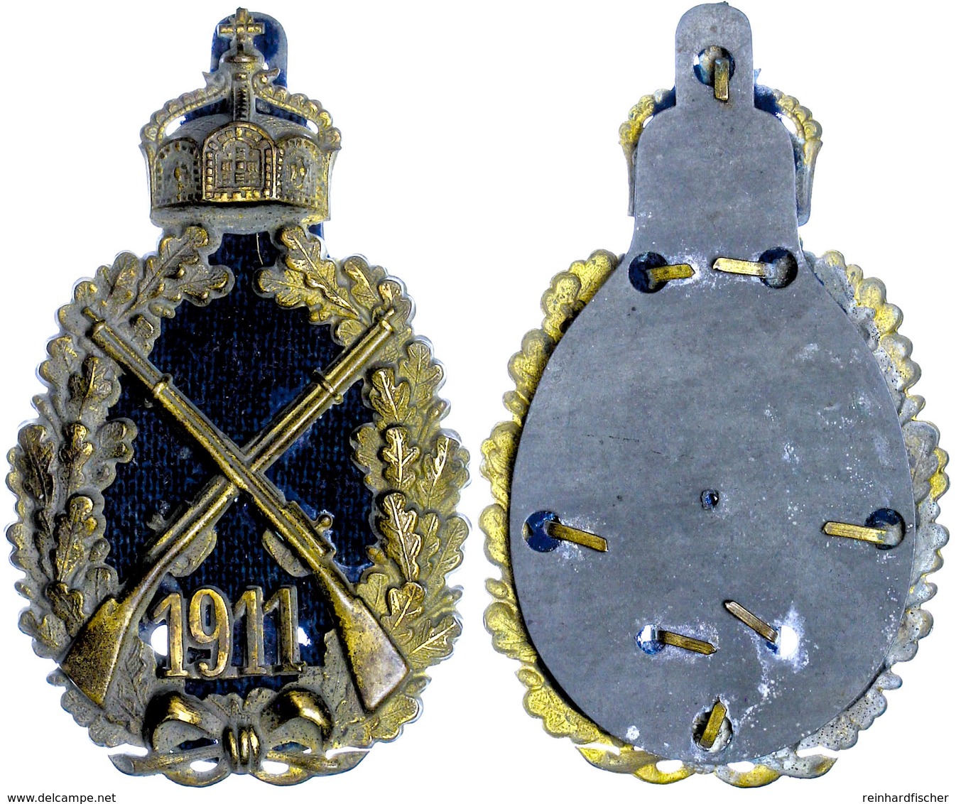 1147 Preussen, Kaiserabzeichen Infanterie, Schiessauszeichnung (1895-1913), Messing Vergoldet, Mitte Durchbrochen, Rücks - Sonstige & Ohne Zuordnung
