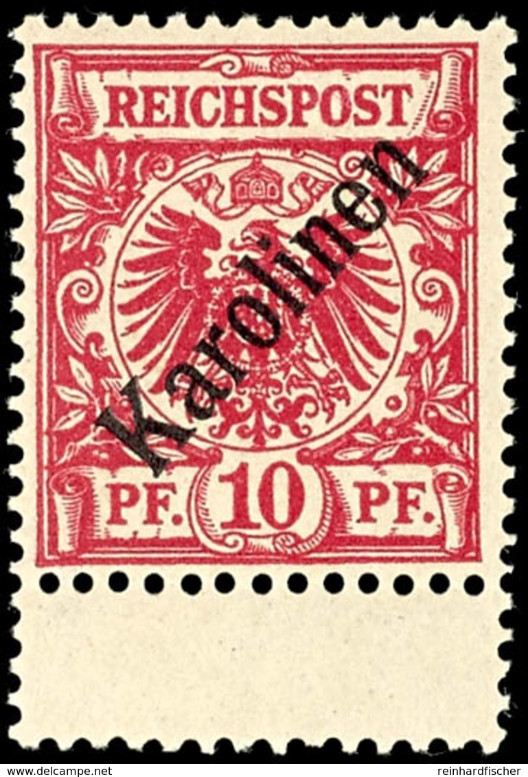 3312 10 Pf. Krone/Adler, Diagonaler Aufdruck, Unten Mit Zwischensteg, Postfrisch (Altsignatur), Mi. 240.-, Katalog: 3I * - Caroline Islands