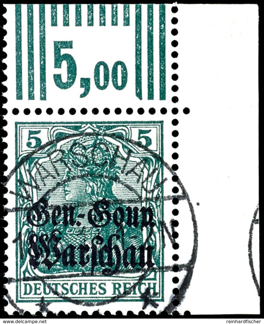 3451 5 Pfg Germania In Der Seltenen Farbe Schwärzlichopalgrün Mit Aufdruck, Im Walzendruck, Obere Rechte Eckrandmarke, U - Other & Unclassified