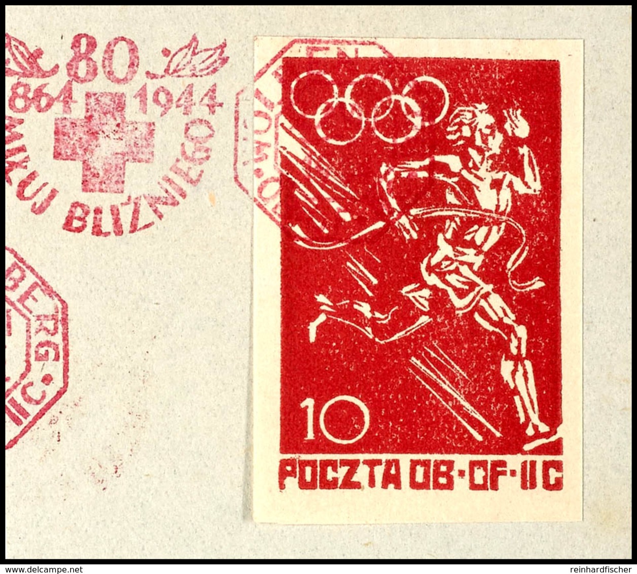 4954 1944, "Olympisches Jahr", 10 F. Rot, Tadellos Gestempelt, Auflage 17.580 Stück, Katalog: 40 BS - Other & Unclassified