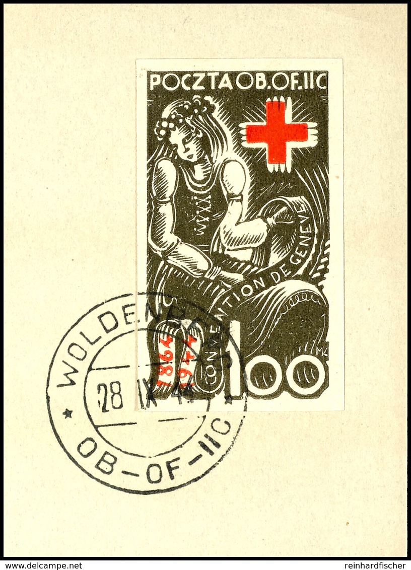 4958 1944, "80 Jahre Rotes Kreuz", 100 F. Oliv/rot, Tadellos Gestempelt Auf Briefstück, Auflage 13.080 Stück, Gepr. Miku - Other & Unclassified