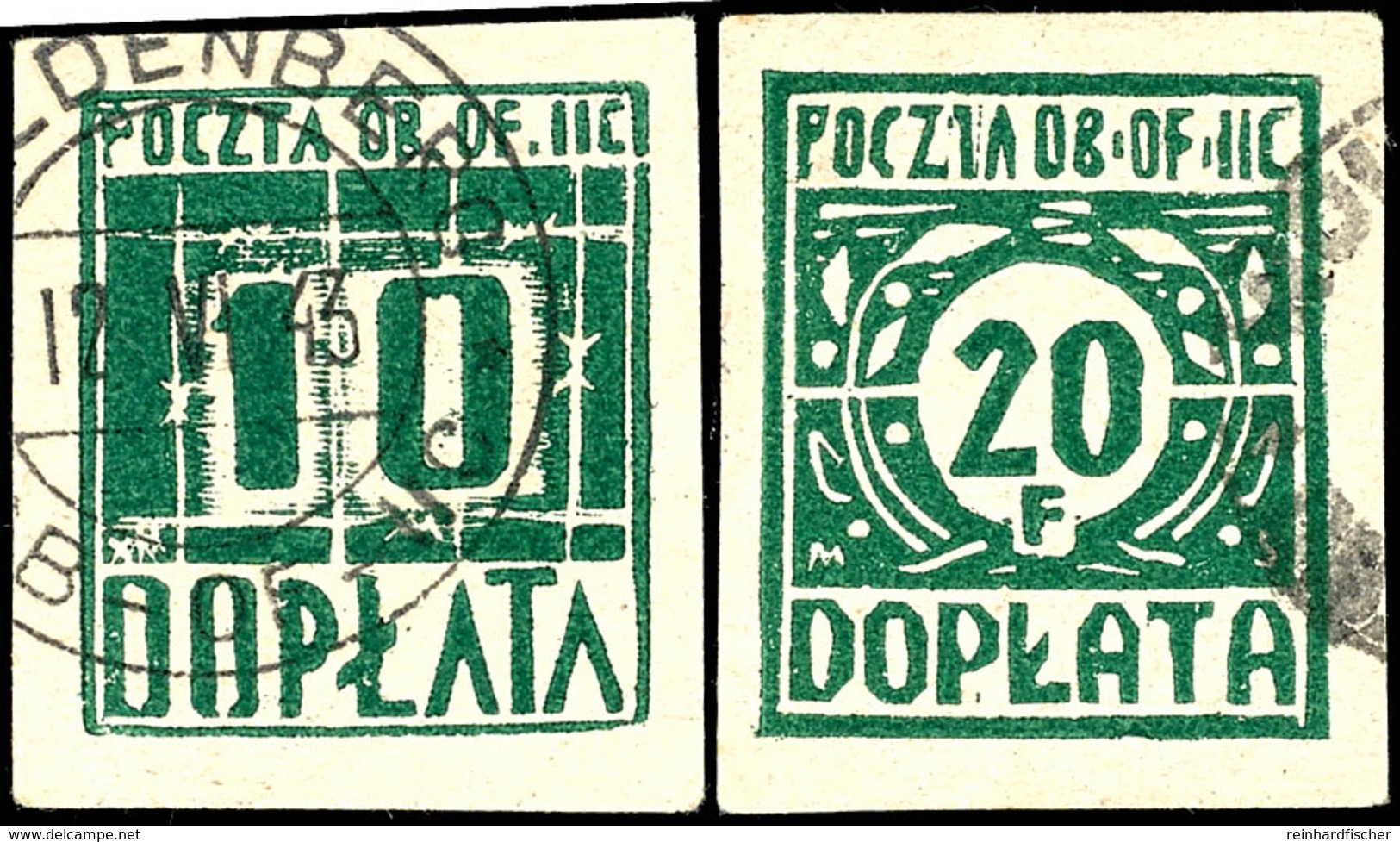 4966 Portomarken: 1942, 10 F. Und 20 F. Je In Den Farben Grün (RRR!!) Und Braun, Tadellos Gestempelt, Die Werte In A-Far - Other & Unclassified