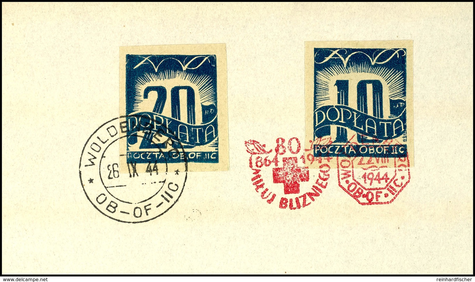 4967 Portomarken, 1944, 10 F. Und 20 F. Blau, Tadellos Gestempelt Auf Briefstück, Auflage Nur 9.290 Sätze, Gepr. Mikulsk - Other & Unclassified