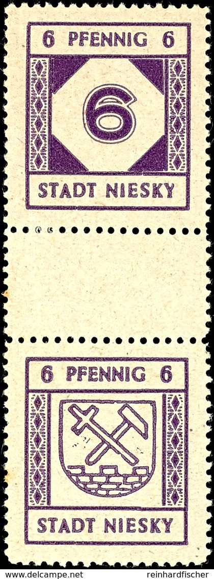 5223 6 + Z + 6 Senkrechter Zusammendruck, Spargummierung Mit Großen Kreisen, Ungebraucht, Signiert Kunz BPP, Mi. 800,- F - Niesky