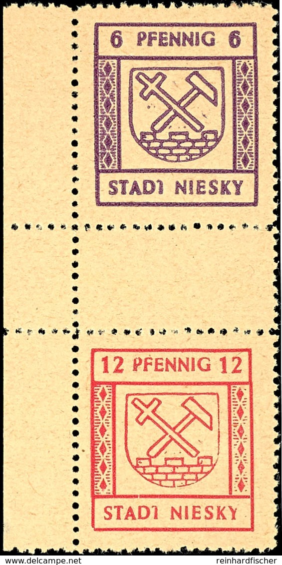 5227 6 - 12 Pfg Freimarken, Beide Möglichen Zusammendrucke, Einmal Mit Linkem Bogenrand, Tadellos Postfrisch, MiNr. SZ1  - Niesky