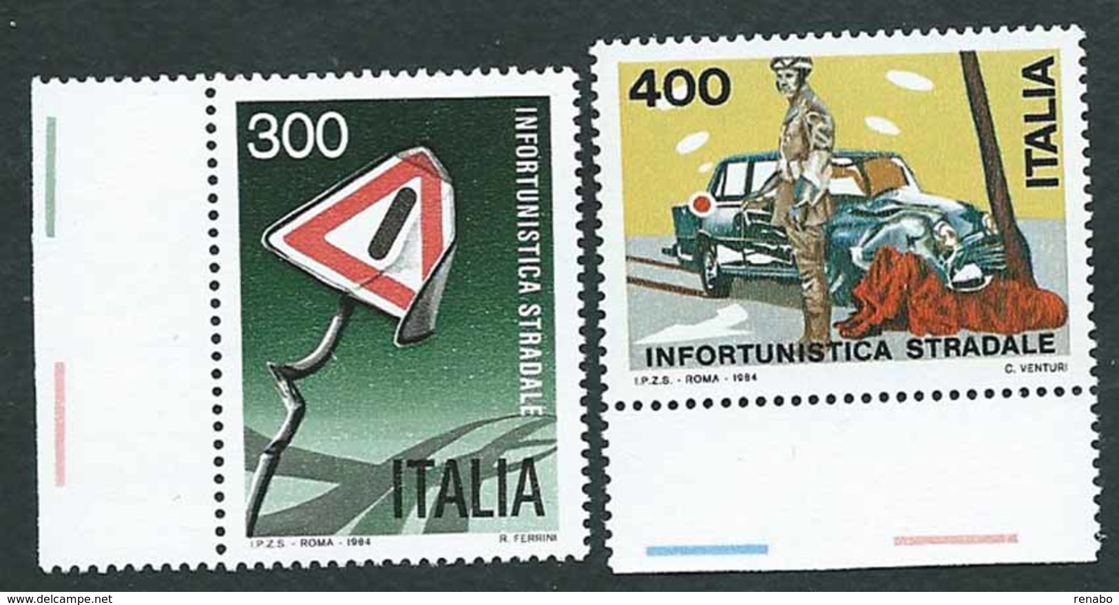 Italia, Italy, Italie 1984; Prevenzione Infortuni Stradali, Road Traffic Injury Prevention.Serie Completa Di Bordo.Nuovi - Incidenti E Sicurezza Stradale