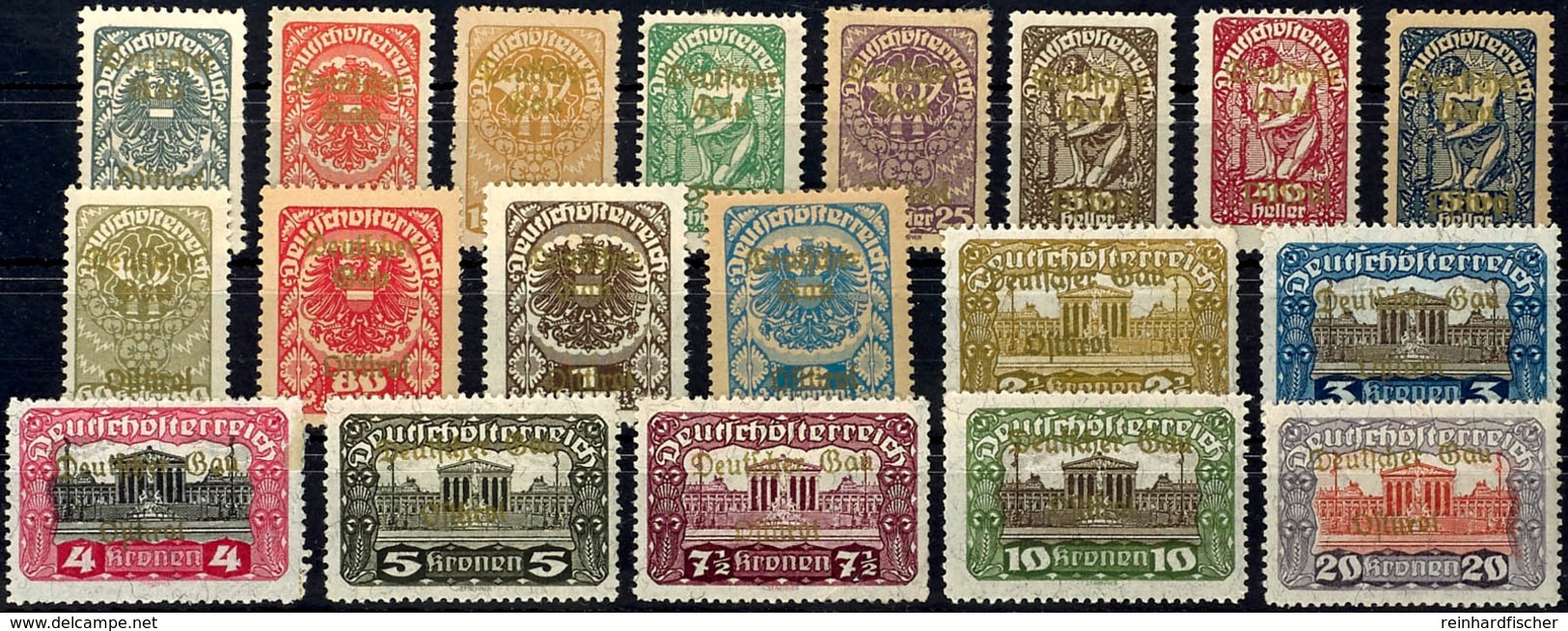 6924 I. Republik 1918 - 1938, Osttirol (private Propagandamarken), 19 Ungebrauchte Werte, Goldener Aufdruck = Type I, Au - Autres & Non Classés