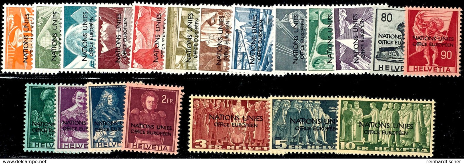 7013 1950, 5 Rp. Bis 10 Fr. Europäisches Amt Der Vereinten Nationen, 1. Ausgabe Und 2. Ausgabe, Tadellos Postfrisch, 20  - Other & Unclassified