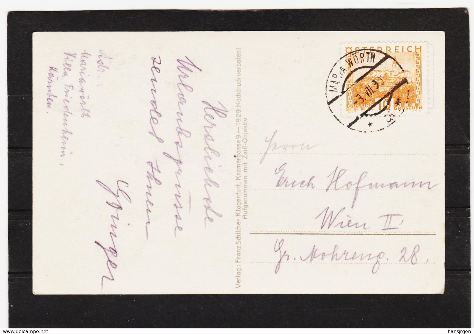 LKW514 POSTKARTE JAHR 1929 MARIA WÖRTH Am WÖRTHERSEE GEBRAUCHT SIEHE ABBILDUNG - Sonstige & Ohne Zuordnung