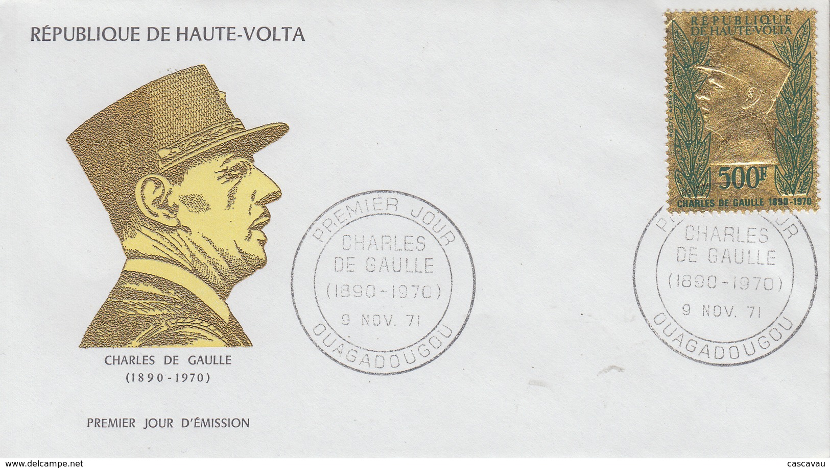 Enveloppe  FDC  1er  Jour    HAUTE  VOLTA    GENERAL  DE   GAULLE      1971 - De Gaulle (Général)