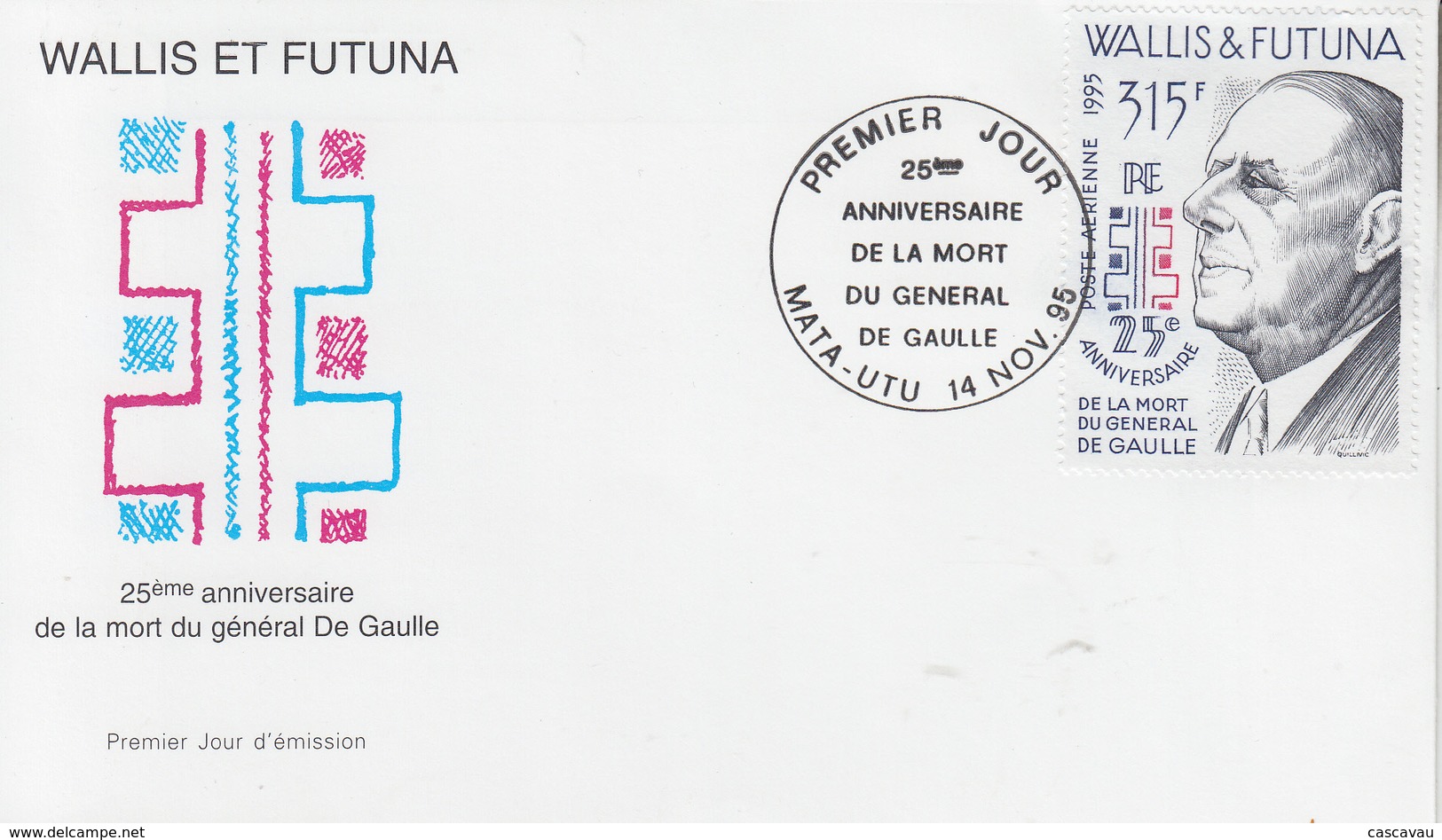 Enveloppe  FDC  1er  Jour    WALLIS  ET  FUTUNA    GENERAL  DE   GAULLE      1995 - De Gaulle (Generaal)