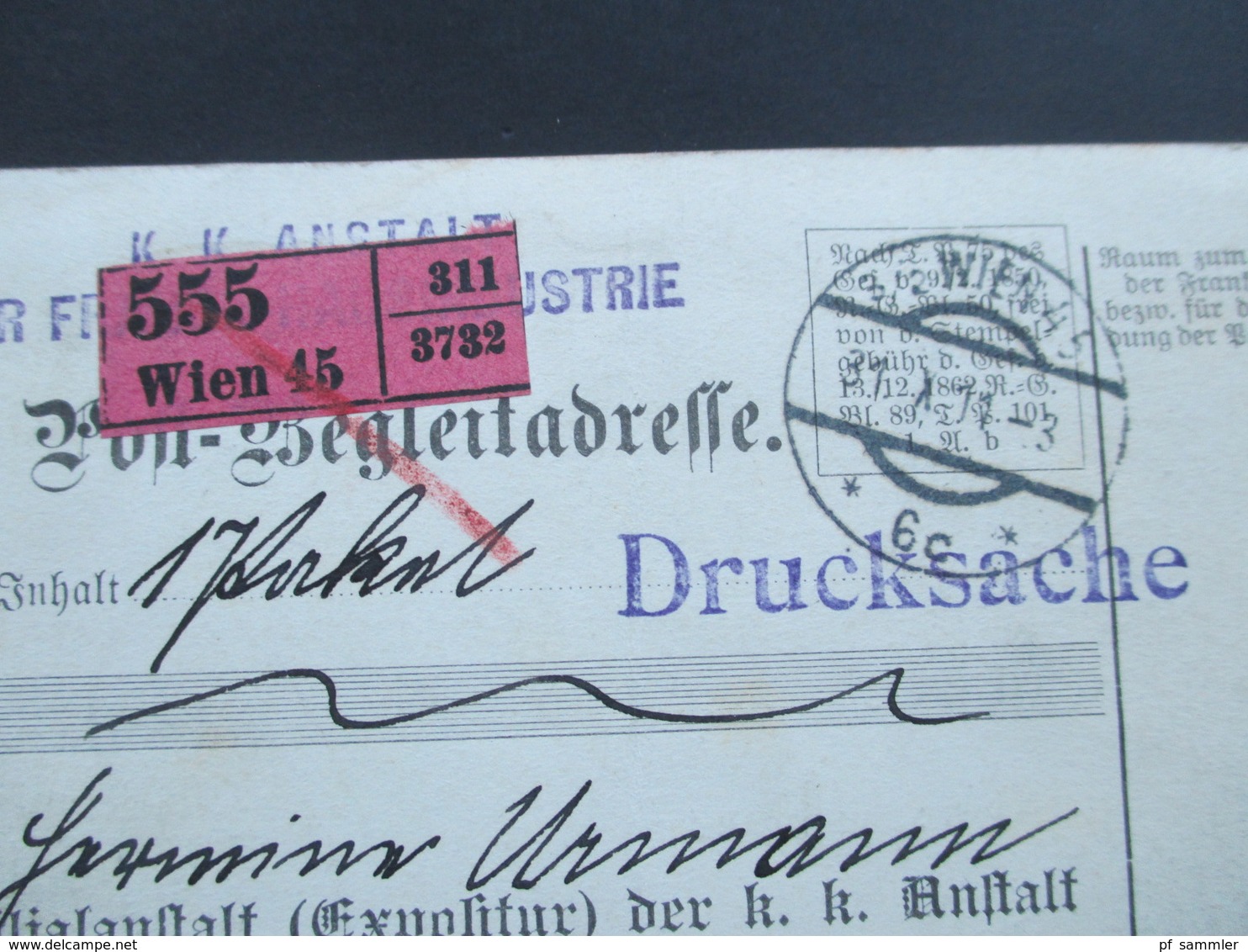 Österreich 1911 Portomarke Nr. 36 Post Begleitadresse / Drucksache / Portofreie Dienstsache. Wien - Tlumacz Galizien - Briefe U. Dokumente