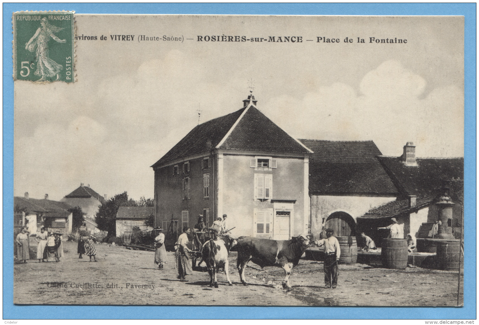 70 - ROSIERES-SUR-MANCE - RUE PLACE DE LA FONTAINE -  VACHES BOEUFS - TONNEAUX - BON ETAT - VOIR ZOOM - Autres & Non Classés