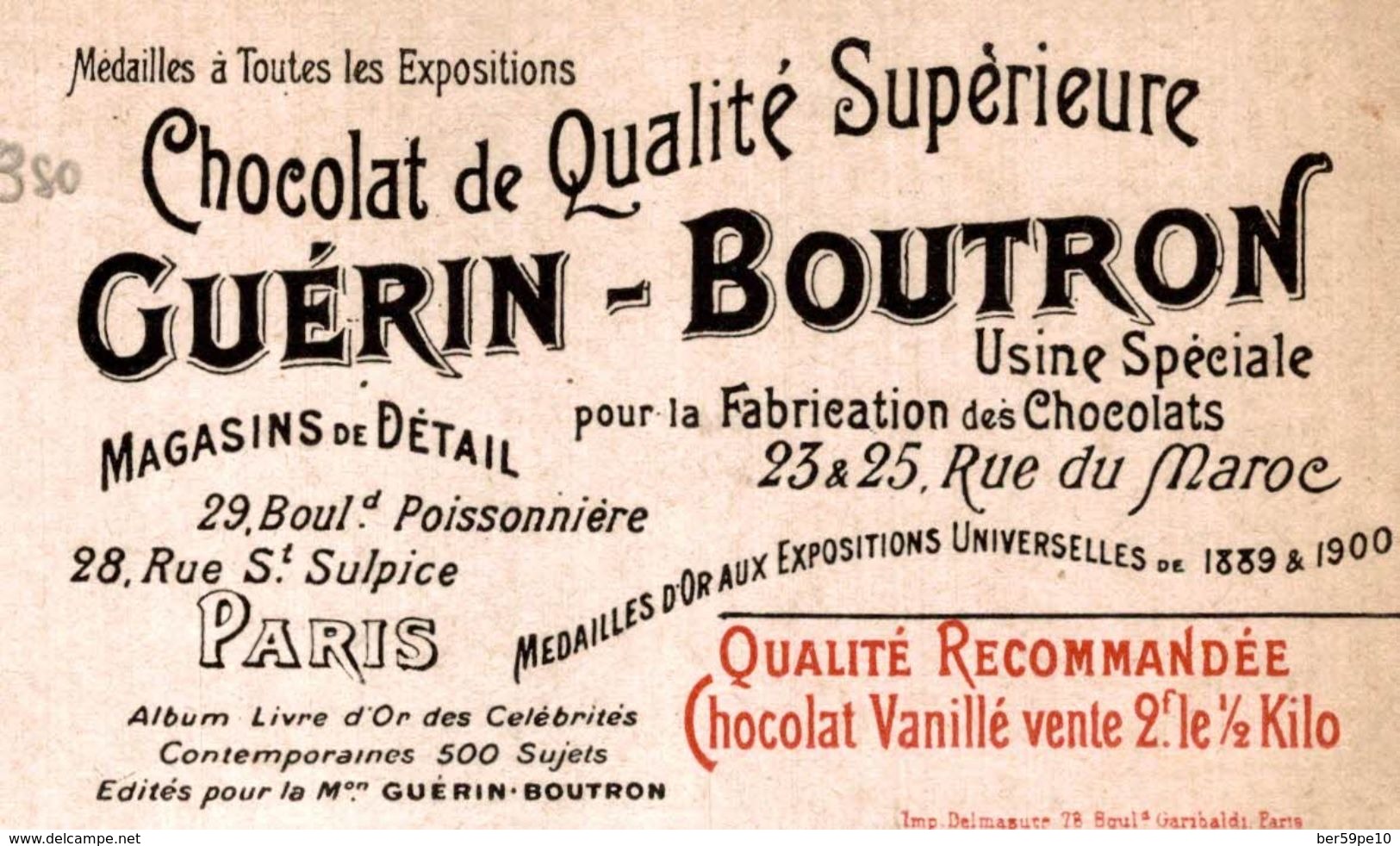 CHROMO CHOCOLAT GUERIN-BOUTRON  206 PRINCE HENRI  D'ORLEANS - Guérin-Boutron