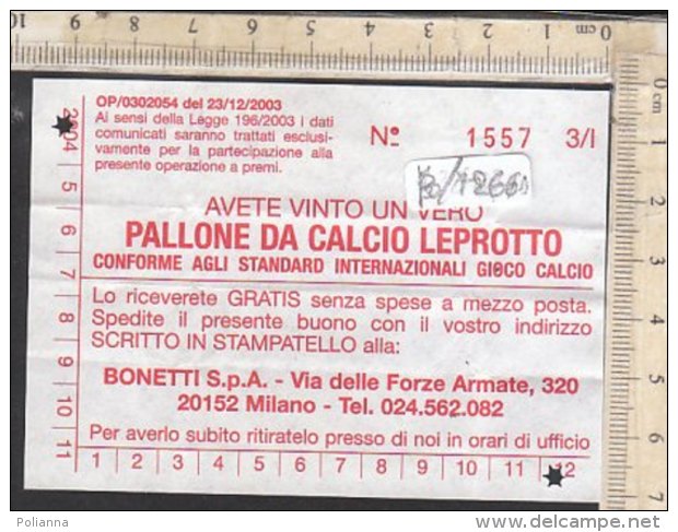 PO7266D# BUONO VINCITA PALLONE DA CALCIO LEPROTTO - Collezioni