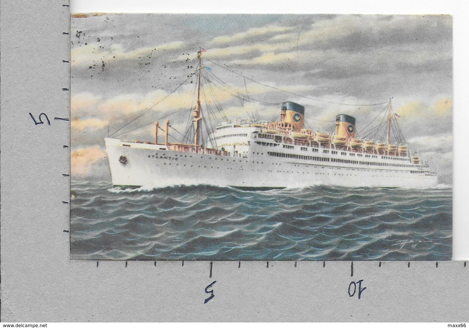 CARTOLINA VG ITALIA - S/S ATLANTIC - Home Lines - Express Passenger Service - 9 X 14 - ANN. 1952 GENOVA - Dampfer