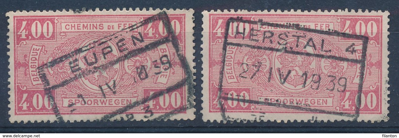 BELGIE - TR 156 (2x) - Cachet  "EUPEN Nr 3" + "HERSTAL 4" - (ref. LVS-19.489) - Autres & Non Classés