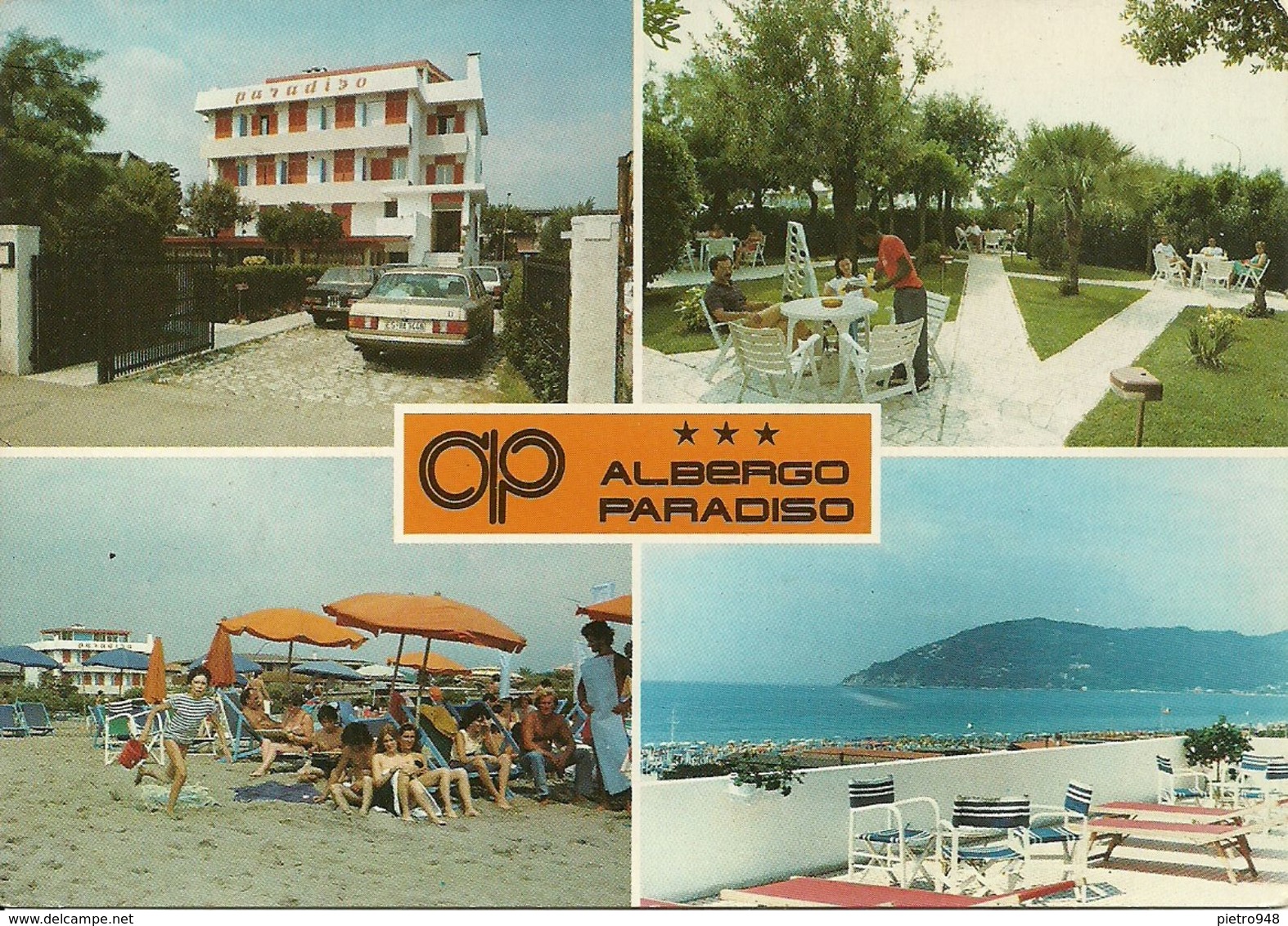 Marina Di Carrara (Massa Carrara) Viale Colombo "Albergo Paradiso", Ingresso, Giardino, Spiaggia, Terrazza - Carrara