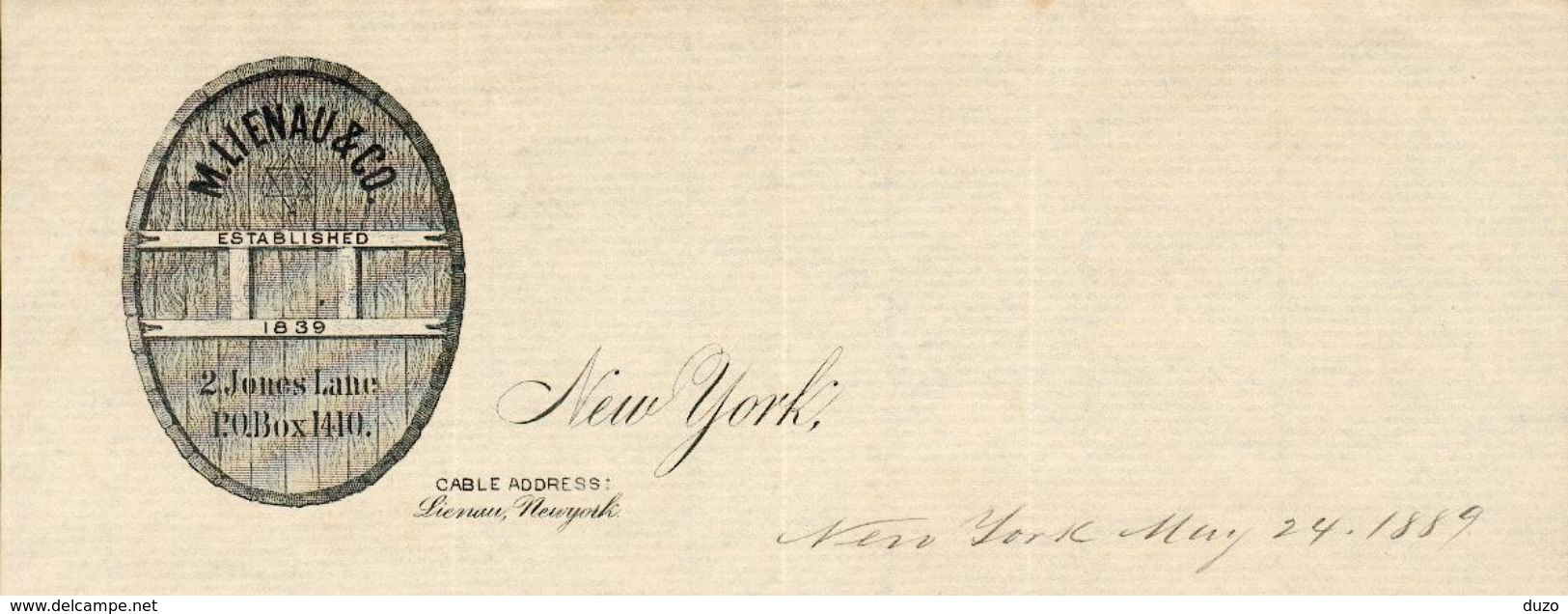 Etats Unis. New York - Entête Du 28 July 1886. - M.Lienau & Co. Established 1839 - 2 Jones Lane P.O.Box 1410. - Etats-Unis